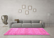 Machine Washable Persian Pink Traditional Rug in a Living Room, wshtr3791pnk