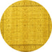 Round Persian Yellow Traditional Rug, tr3791yw