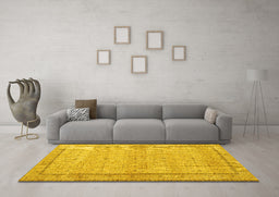 Machine Washable Persian Yellow Traditional Rug in a Living Room, wshtr3791yw