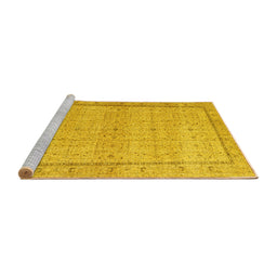 Sideview of Machine Washable Persian Yellow Traditional Rug, wshtr3791yw