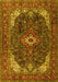 Machine Washable Medallion Yellow Traditional Rug, wshtr3792yw