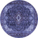 Round Medallion Blue Traditional Rug, tr3792blu