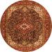 Machine Washable Medallion Orange Traditional Area Rugs, wshtr3792org