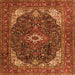 Serging Thickness of Medallion Orange Traditional Rug, tr3792org