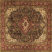 Square Medallion Brown Traditional Rug, tr3792brn