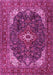 Machine Washable Medallion Pink Traditional Rug, wshtr3792pnk