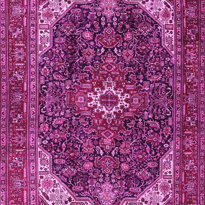 Machine Washable Medallion Pink Traditional Rug, wshtr3792pnk