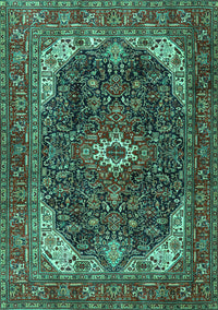 Medallion Turquoise Traditional Rug, tr3792turq