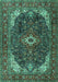 Medallion Turquoise Traditional Rug, tr3792turq