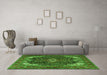 Machine Washable Medallion Green Traditional Area Rugs in a Living Room,, wshtr3792grn