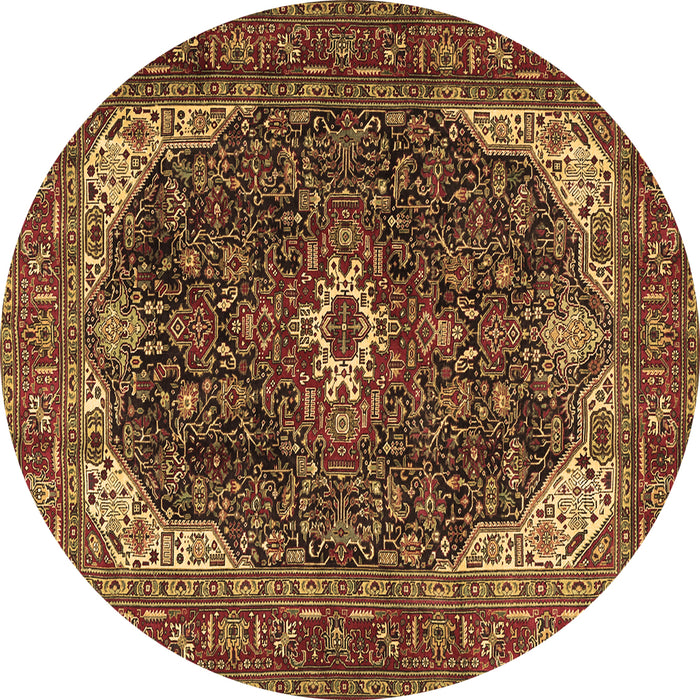 Round Medallion Brown Traditional Rug, tr3792brn