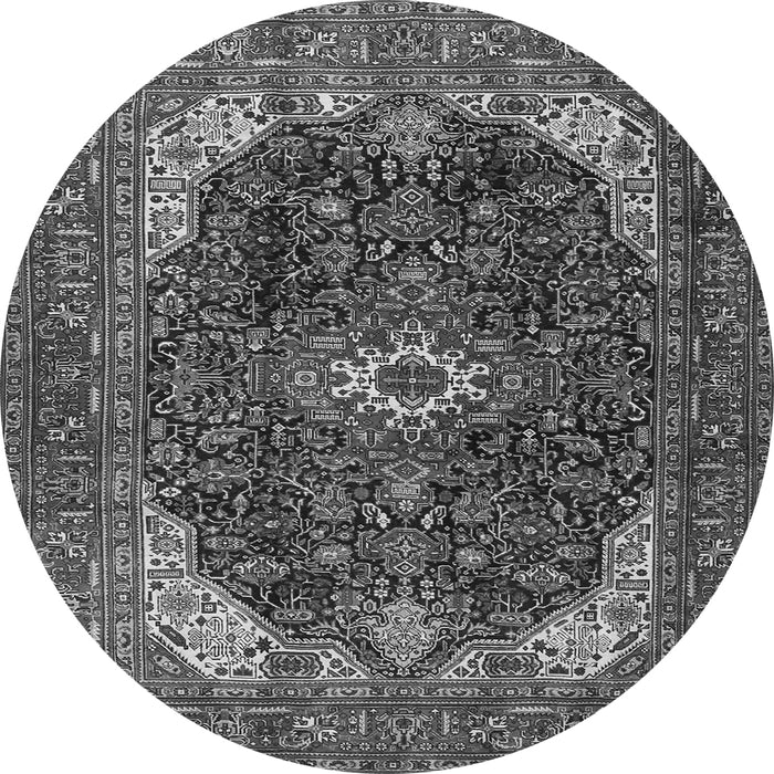 Machine Washable Medallion Gray Traditional Rug, wshtr3792gry