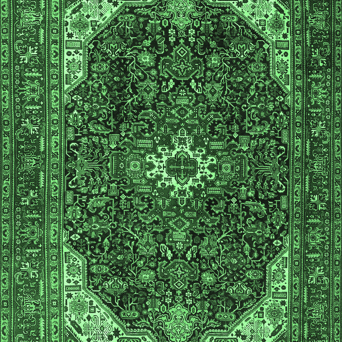 Machine Washable Medallion Emerald Green Traditional Area Rugs, wshtr3792emgrn