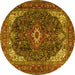 Round Medallion Yellow Traditional Rug, tr3792yw