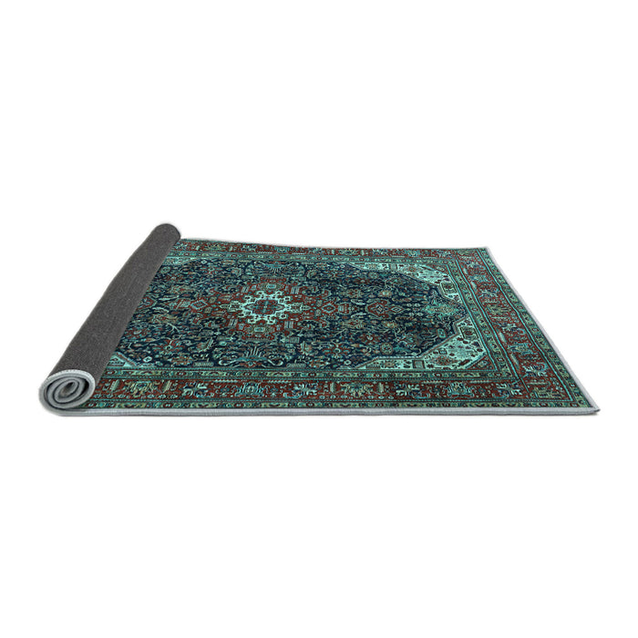 Sideview of Medallion Light Blue Traditional Rug, tr3792lblu