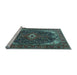 Sideview of Machine Washable Medallion Light Blue Traditional Rug, wshtr3792lblu