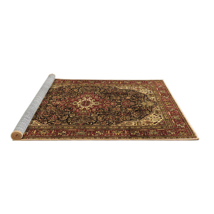 Sideview of Machine Washable Medallion Brown Traditional Rug, wshtr3792brn