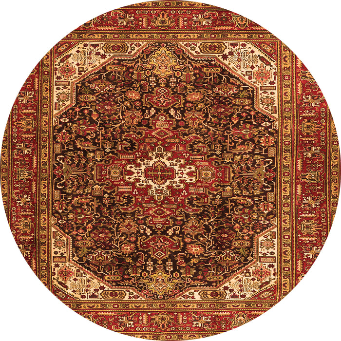 Square Medallion Orange Traditional Rug, tr3792org