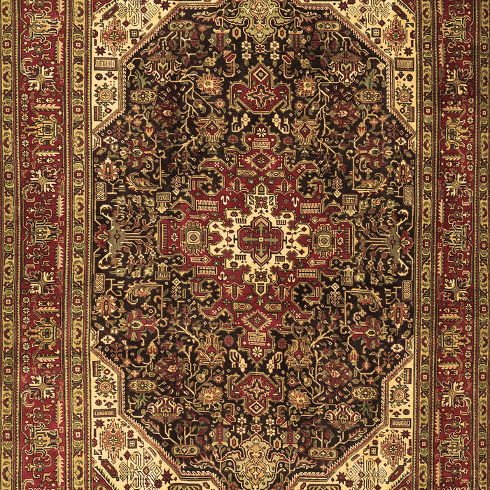 Machine Washable Medallion Brown Traditional Rug, wshtr3792brn