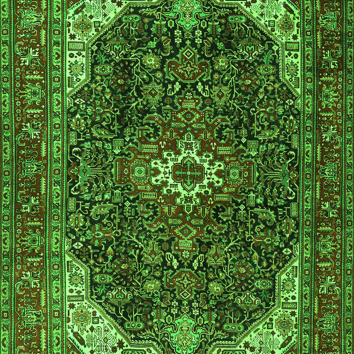Serging Thickness of Machine Washable Medallion Green Traditional Area Rugs, wshtr3792grn