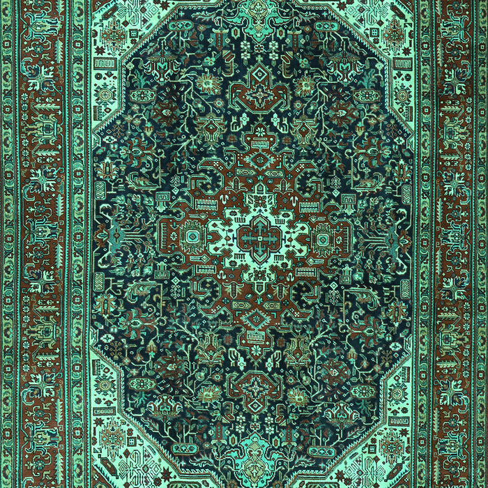 Machine Washable Medallion Turquoise Traditional Area Rugs, wshtr3792turq