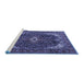 Sideview of Machine Washable Medallion Blue Traditional Rug, wshtr3792blu