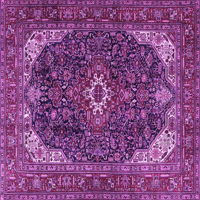 Square Machine Washable Medallion Purple Traditional Area Rugs, wshtr3792pur