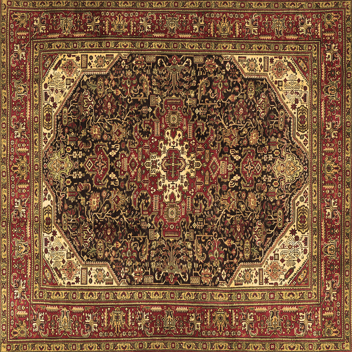 Square Machine Washable Medallion Brown Traditional Rug, wshtr3792brn