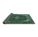 Sideview of Medallion Turquoise Traditional Rug, tr3792turq