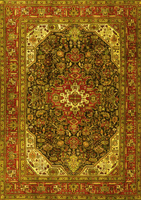 Medallion Yellow Traditional Rug, tr3792yw