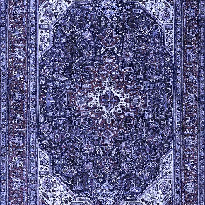 Machine Washable Medallion Blue Traditional Rug, wshtr3792blu