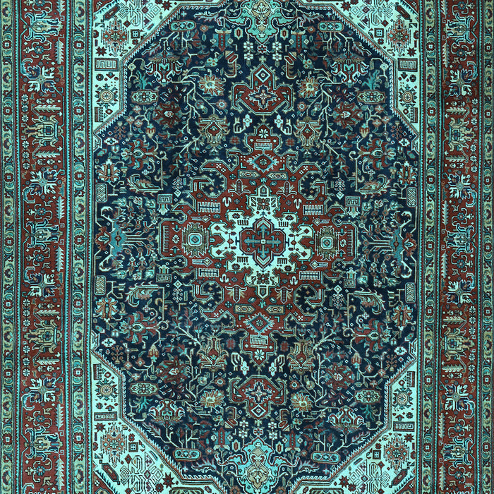 Machine Washable Medallion Light Blue Traditional Rug, wshtr3792lblu