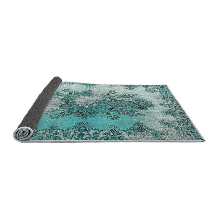 Sideview of Traditional Sea Green Medallion Rug, tr3793