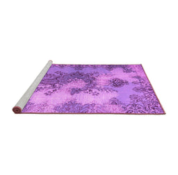 Sideview of Machine Washable Medallion Pink Traditional Rug, wshtr3793pnk