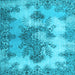 Square Medallion Light Blue Traditional Rug, tr3793lblu