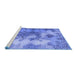 Sideview of Machine Washable Medallion Blue Traditional Rug, wshtr3793blu