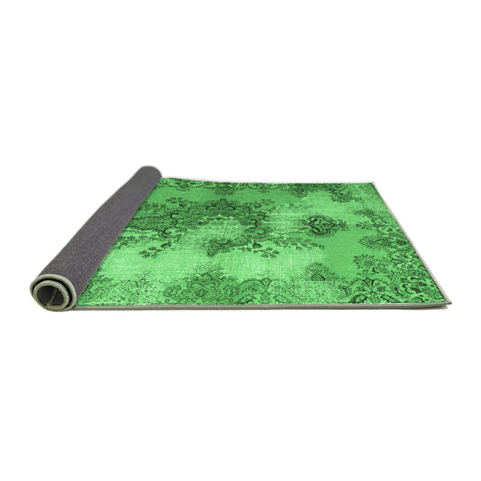 Sideview of Medallion Emerald Green Traditional Rug, tr3793emgrn