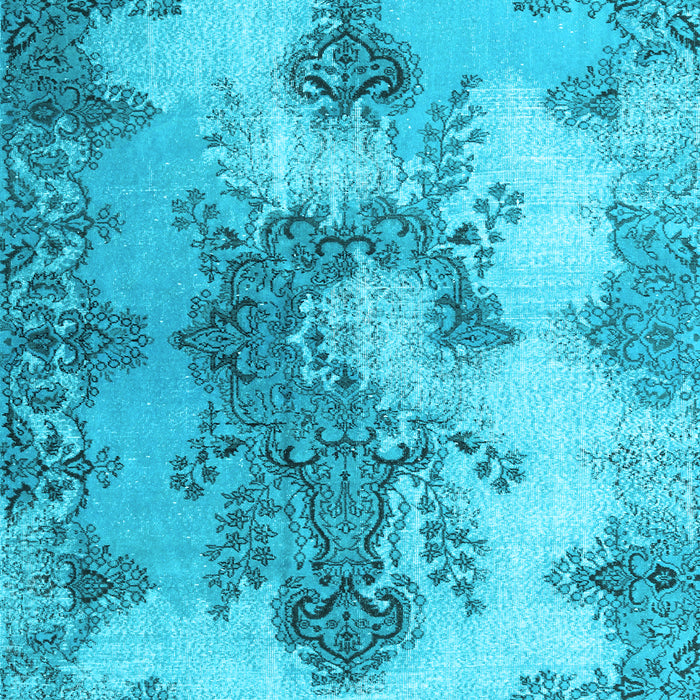 Machine Washable Medallion Light Blue Traditional Rug, wshtr3793lblu