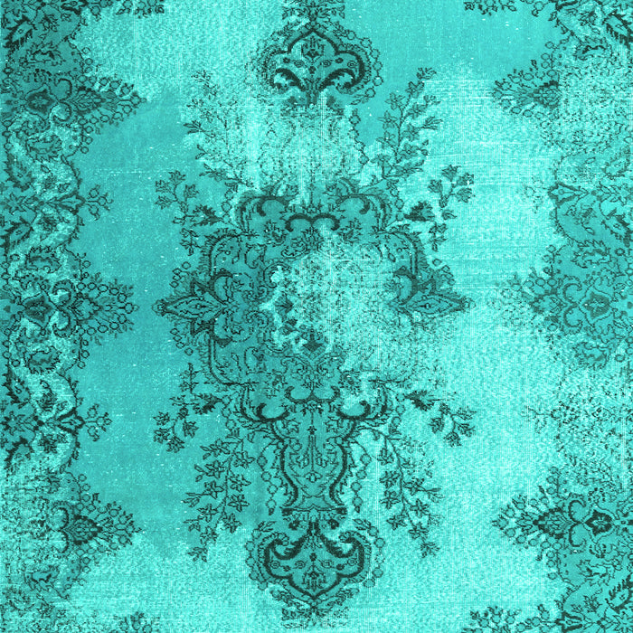 Machine Washable Medallion Turquoise Traditional Area Rugs, wshtr3793turq
