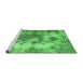 Sideview of Machine Washable Medallion Emerald Green Traditional Area Rugs, wshtr3793emgrn