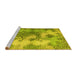 Sideview of Machine Washable Medallion Yellow Traditional Rug, wshtr3793yw