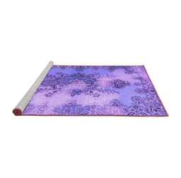 Sideview of Machine Washable Medallion Purple Traditional Area Rugs, wshtr3793pur