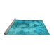 Sideview of Machine Washable Medallion Light Blue Traditional Rug, wshtr3793lblu