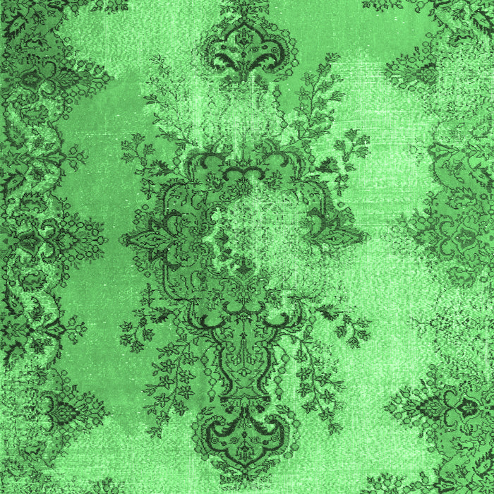 Machine Washable Medallion Emerald Green Traditional Area Rugs, wshtr3793emgrn
