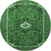 Round Medallion Emerald Green Traditional Rug, tr3794emgrn