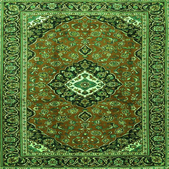 Serging Thickness of Medallion Green Traditional Rug, tr3794grn