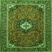 Serging Thickness of Medallion Green Traditional Rug, tr3794grn