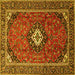 Square Medallion Yellow Traditional Rug, tr3794yw