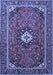 Machine Washable Medallion Blue Traditional Rug, wshtr3794blu