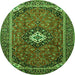 Machine Washable Medallion Green Traditional Area Rugs, wshtr3794grn